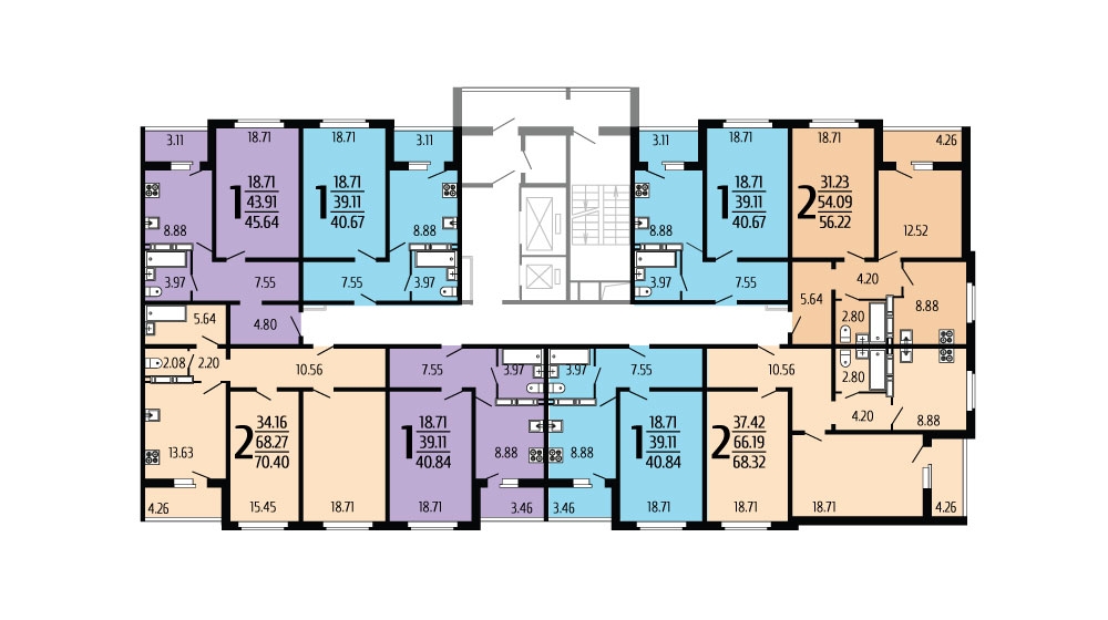 Секция торцевая 17-этажного жилого дома
