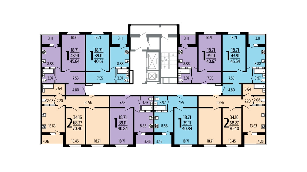 Секция рядовая 17-этажного жилого дома